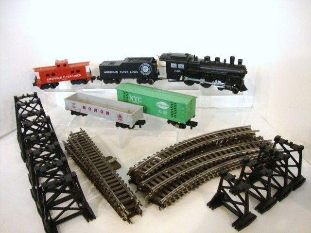 Vintage Rare American Flyer Casey Jones Set: Rare American Flyer Train Set #20227 with original shipping box, Includes Rare Casey Jones engine #21168 that has the smoke unit, most did not have a smoke unit with them, NYC 25081 box car, 24127 Mon