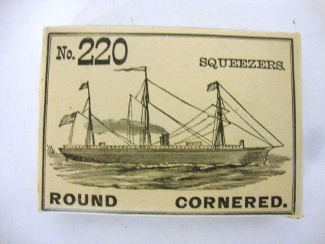 Squeezers Playing Cards: Railroad playing card deck Squeezers no. 220 manufactured by N.Y. Consolidated Card Co, New York, 52 cards, 1 card best bower brown & green plaid back of card.