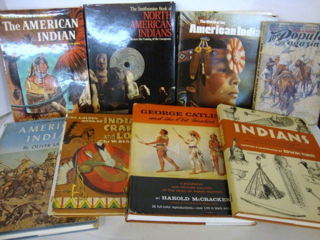 Indian and Western Books: George Catlin and the Old Frontier by H. McCracken 1959 signed by author, Indians by Edwin Tunis 1959, American Indian by Oliver LaFarge 1956, The World of the American Indian National Geographic, The
