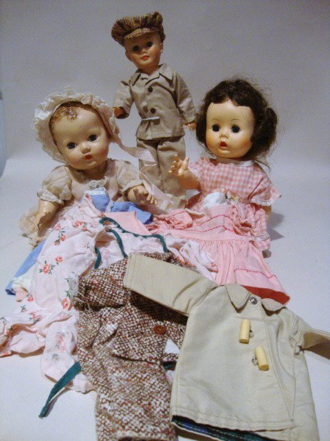 Littlest Angel and Others: Littlest Angel, unmarked hard plastic baby & Vogue Jeff & clothing