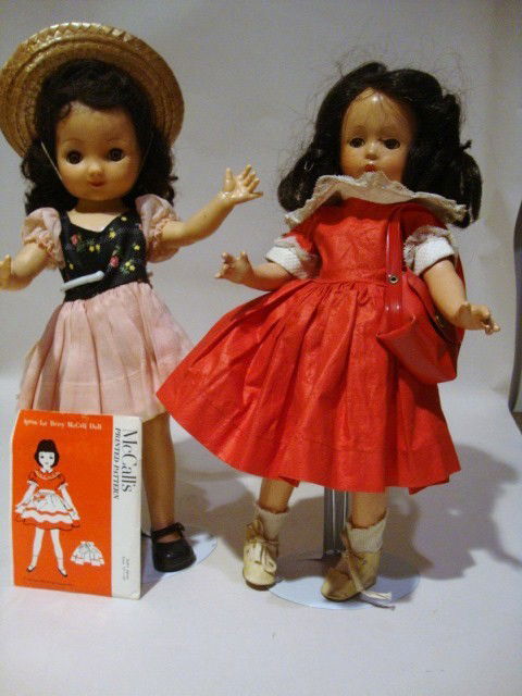 Effanbee Suzanne and Betsy McCall Dolls: Effanbee Composition Suzanne 13", Ideal Betsy McCall 14", vinyl head, hard plastic body, original clothing & pattern