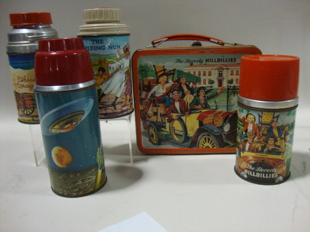 Lunch Box Collection, Beverly Hillbillies, etc.: Lunch Box The Beverly Hillbillies w/thermos, Chuck Wagon, Flying Nun & Space thermos
