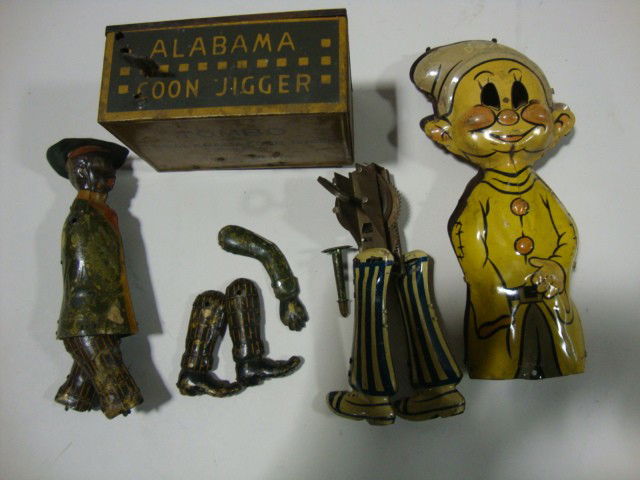 Tin Toy Parts: Alabama Coon Jigger legs, Dopey, other parts