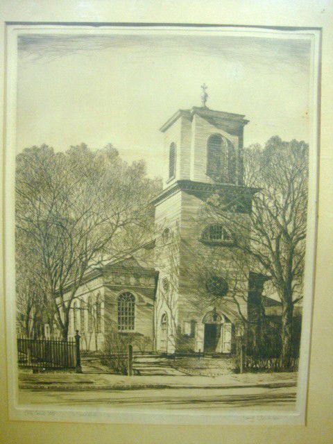 Samuel Chamberlain Etching: Dry Point Etching 13" x 10 1/2", signed lower right Samuel Chamberlain, inscribed July Sencond State