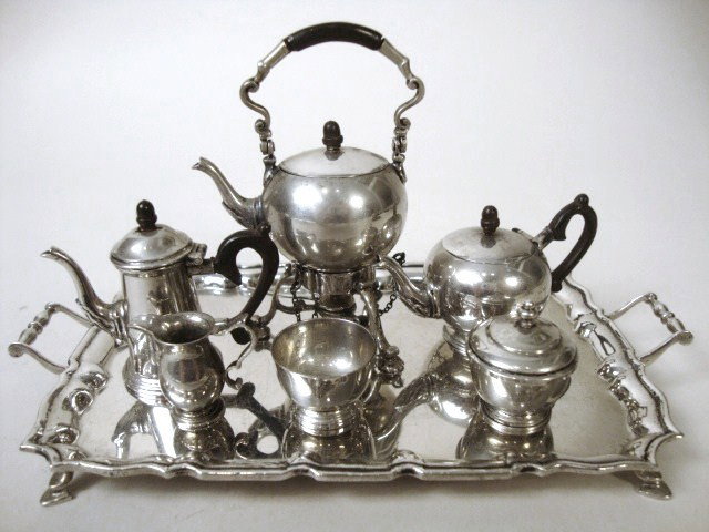 Meyers George I Skittles Ball Tea Service: Seven Piece George I skittle ball service, if the original of this tea service could be found and assembled it would be worth something between $50,000 and $100,000. It is a complete tea service, Geor
