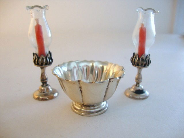 Meyers 18th Century Hurricane Lamps: Meyers 18th century American hurricane lamps after William Will, Philadelphia 1762, 2.3 TH, and a punch bowl with cut shaped rim, George I Irish fluted bowl after William Clark, Dublin 1717, the body