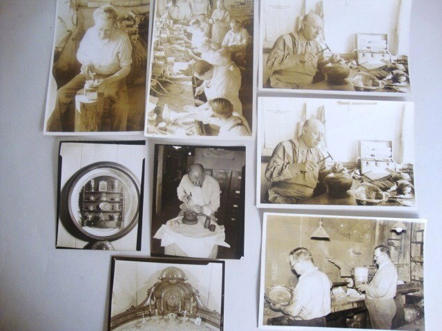 Early Photos William B. Meyers Studio: Eight photos of William B. Meyers at work in his studio, 5" x 4" and 7" x 5"