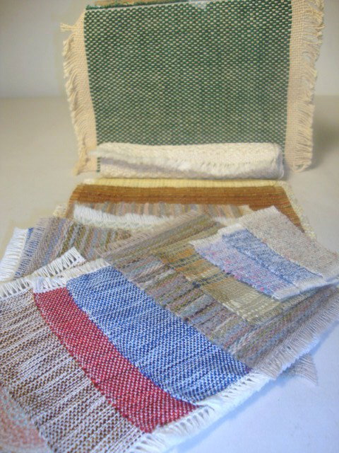 Rag Carpets: Fifteen country style rag carpet rugs, all sizes 6" x 8.5" largest, various colors