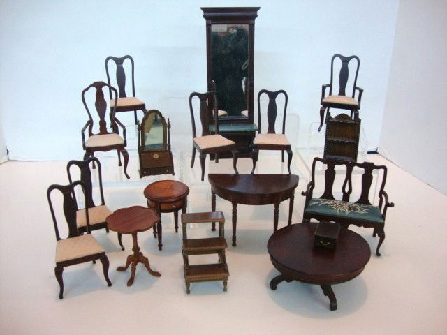 Bespaq Chairs & Tables: Fifteen pieces Bespaq and other commercial makers, Chairs, Hall stand, Settee, etc. 8 " tallest