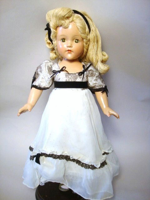 Effanbee Compo Little Lady bride: Effanbee 18" Compo Little Lady Yarn Hair Crackled eyes