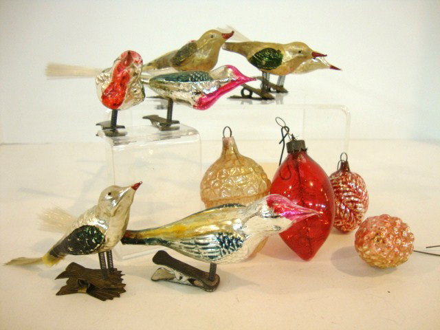 Figural Christmas Balls: Eleven Figural Christmas , Birds, nuts, etc.