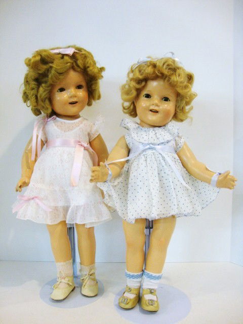 Ideal Composition Shirley Temple Dolls: Ideal Composition Shirley Temple Dolls 18" with original tagged dress, new ribbons, 20" Original dress and original hair set, and new ribbons