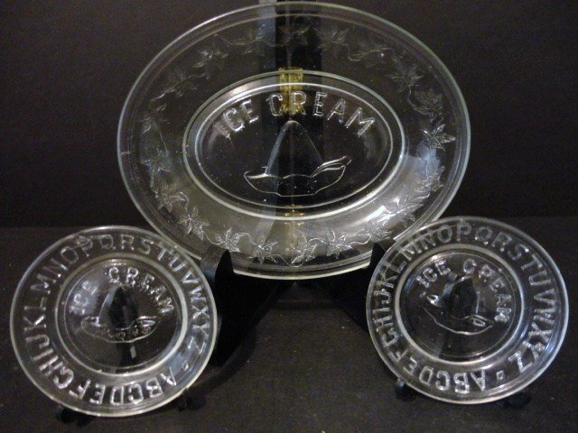Child's Ice Cream Tray: Ice Cream Tray with two ABC plates 3" H, tray 5.75" L.