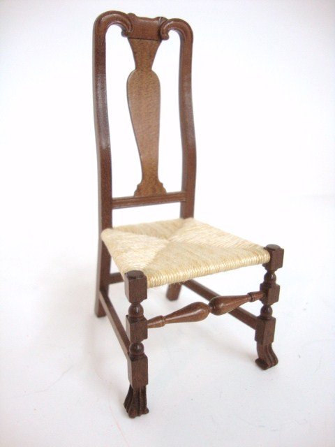 George Passwaters Chair: A transitional Queen Anne chair with Spanish feet and woven seat 4" H.