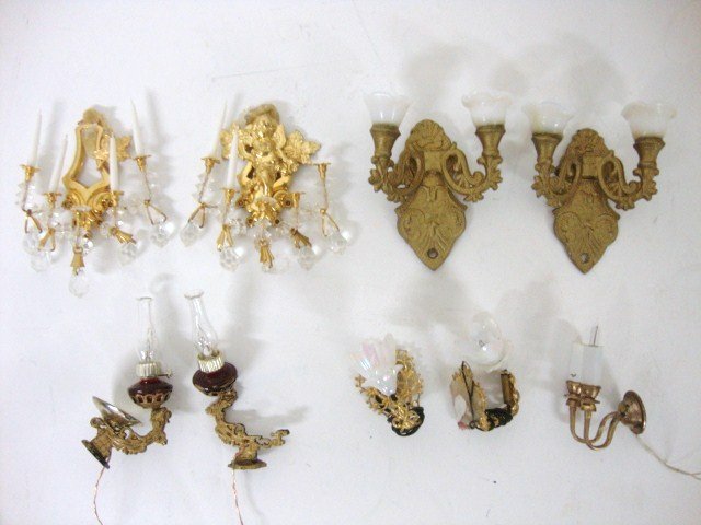 Victorian Lighting: Several Ormolu Style Lighting , Wall Mounts, and lanterns, all contemporary 1 to 2"