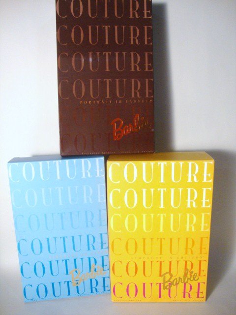 3 Couture Barbies: 3 Couture Barbie Dolls LE. Portrait in Taffeta, Serenade in Satin and Symphony in Chiffon. All NRFB