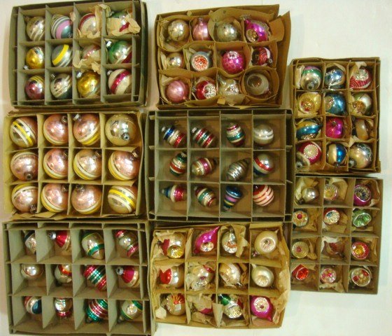 Vintage Christmas Balls: Lot of Vintage Christmas Balls , in all shapes and sizes. One box is contemporary