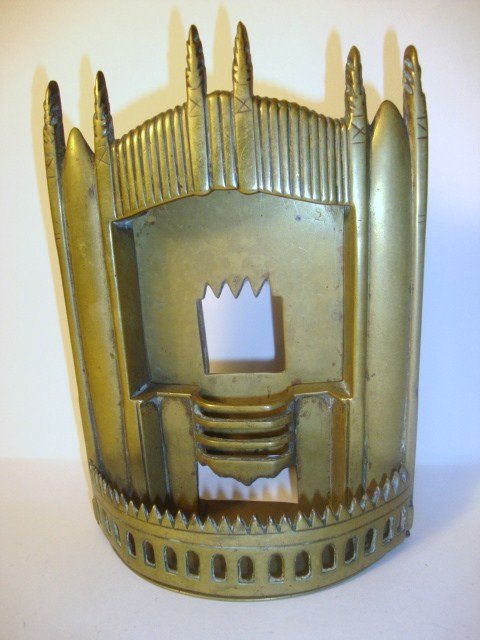 Vintage Brass Fireplace Insert: Incredible Brass Fireplace Insert with built in fire grate. top tapers to six flames like finals and center has a sawtooth cutout, as does the grate. This was in a grand old Dollhouse , one of the fin