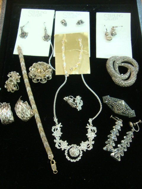 Sterling Marcasite Jewelry: Sterling Marcasite Jewelry: Necklace & Earring, bracelet, etc.