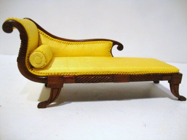 David Booth Regency Recamier: A perfect match to the preceding lot, a handsome handcarved Regency recamier by David Booth. 2.5" H, 6" L.