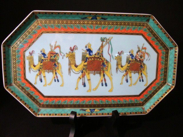 Versace For Rosenthal Platter: Rosenthal Le Voyage de Marco Polo Octagonal Platter from J. E. Caldwell designed by Versace 12 x 7 1/2" in original box