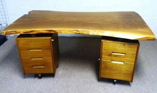 George Nakashima Double Pedestal Desk: Rare & important George Nakashima Double Pedestal Desk signed George Nakashima August 2, 1989,"Cohen" . This desk was ordered in 1988, by Dr. Kenneth Cohen of Philadelphia. he received it in 1989. Ame