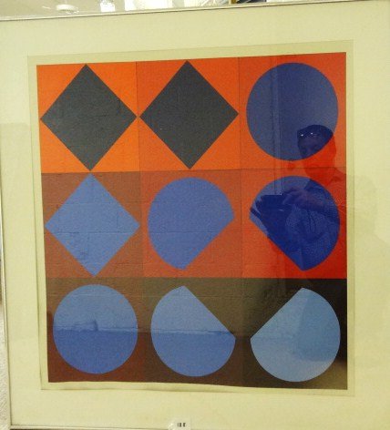 Victor Vasarely Serigraph: Victor Vasarely (French/Hungarian 1906-1997), "Rubin" Serigraph on paper – from the portfolio Lapidaice, 28 ½ x 26 ¾ (image size), 35 ¼ x 33 (overall), pencil signed (Vasarely) lower right, numbe