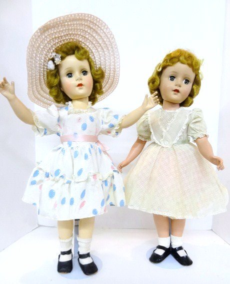 Two American Character Sweet Sue Dolls: Two American Character 20 in. Sweet Sue hard plastic dolls, original dresses, replaced shoes on one, hat not original