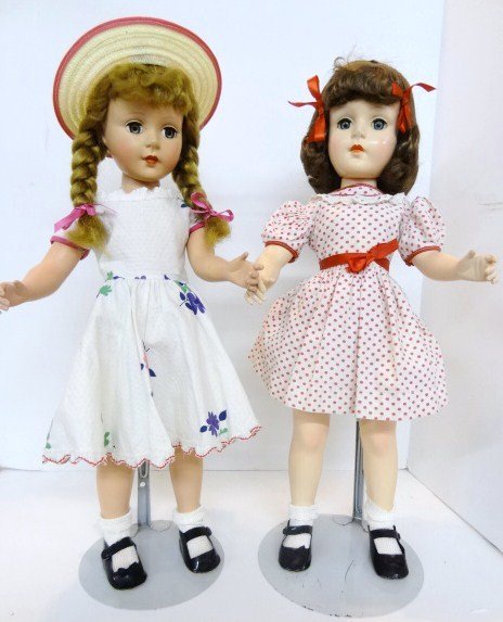 Two American Character Sweet Sue Dolls: Two American Character 20 in. Sweet Sue hard plastic dolls, one in original dress, replaced shoes on both, one has walker