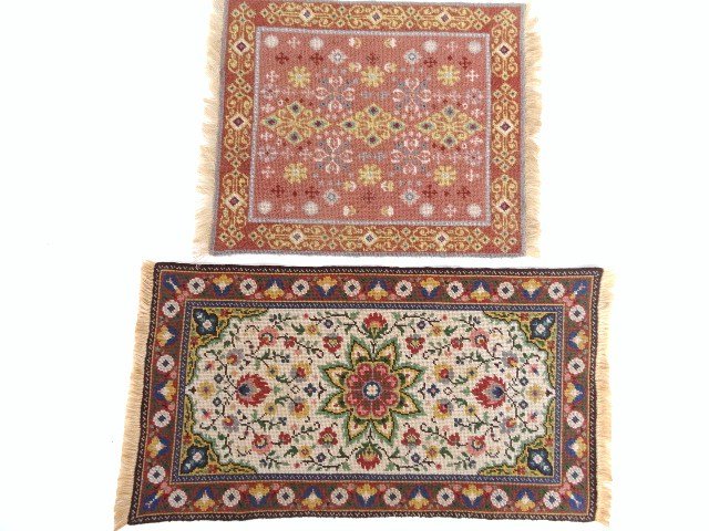Ilean Churchill Petitpoint Rugs: A pair of room-size needlepoint rugs, the larger 7" X 12.5", gorgeous colors.