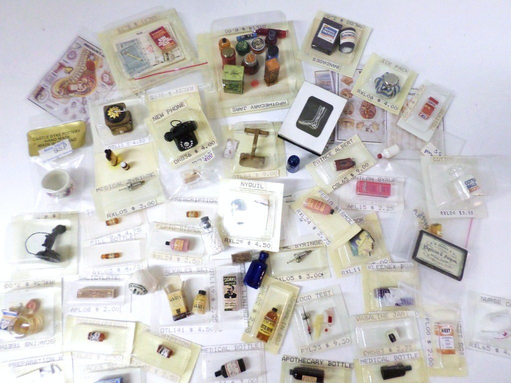 Doctor's Medicine Chest: Huge assortment of highly detailed accessories for a miniature doctor's office. All sorts of bottles, instruments, microscope, charts, etc. Many interesting items.