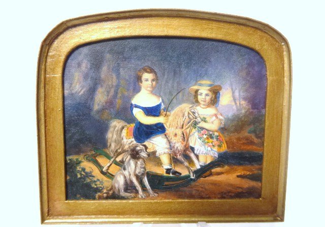 Marjorie Adams Victoriana: A delightful portrait of William and Eliza Wilson in Victorian arched frame 2.5" H, 2.75" W. So much charm!