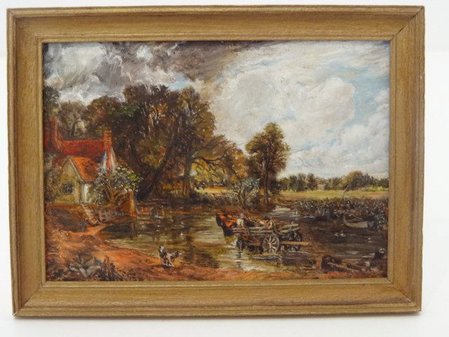 Marjorie Adams Does Constable: John Constable's iconic "The Haywain" 2.25" X 3" wonderfully rendered in oil by Marjorie Adams.