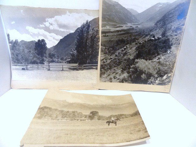 Stan Kershaw Photos TE Ranch: Stan Kershaw signed 2 photographs, Cody, Wyoming, 1 unsigned 1920's, wonderful scenes, Ranch Valley & Horseback rider