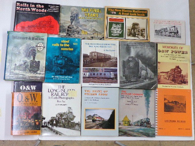 14 NY & Ct. State R.R. Books: Steam Locomotives of the New Haven Railroad, O&W, O&W 2nd edition revised, The Route of Phoebe Snow, Lackawanna Railroad, Delaware & Hudson, Memories of O&W Power, Steel Rails to the Sunrise, The Huds