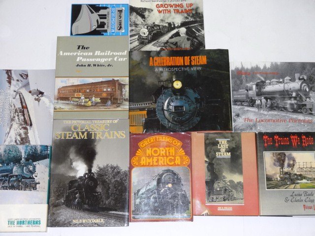 12 World Train Books: Locospotters Annual 1969 & 1970, Trains 1968 & 1970, Steam trains A World Portrait, The Great Book Of Trains, World Electric Locomotives, World Steam Locomotives, Ironhorse, Classic Steam, Great Train