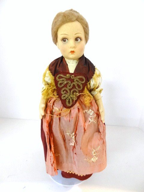 Vintage Lenci Doll w/original box: Vintage Lenci Doll w/original box 13 in., older lady with hair pulled back, front of dress is as is