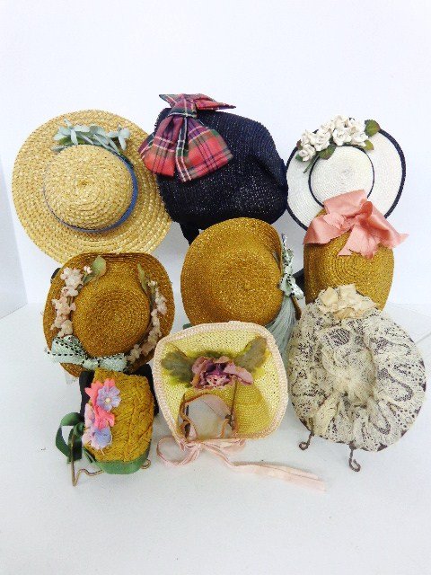 Doll Hats - Handcrafted: Assortment of straw doll hats handcrafted