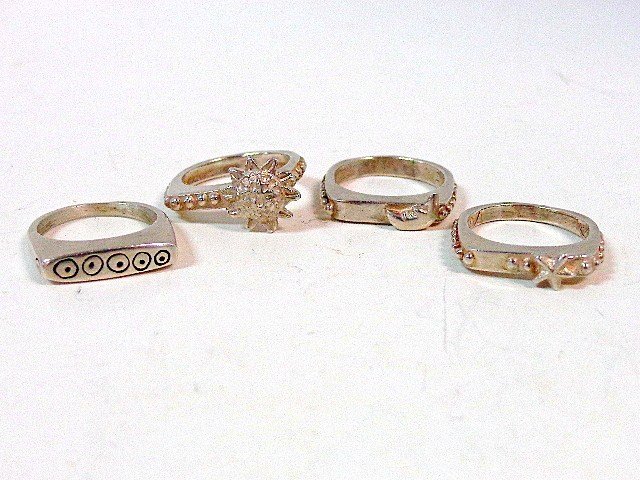 Designer Sterling Stacking Rings: Sun, moon & star sterling stacking rings & Jenks sterling ring