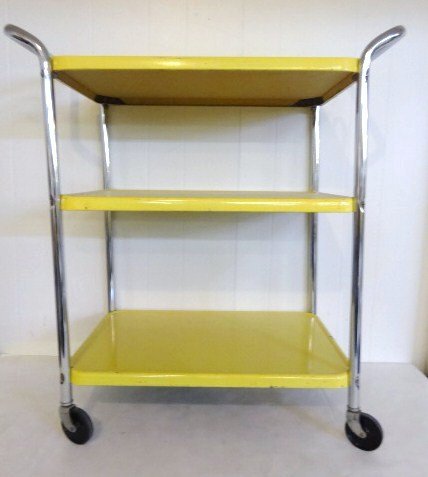 1960's Yellow Cart: 1960's Yellow Cart 32 1/4in.T 30in.W 16 1/2in. D