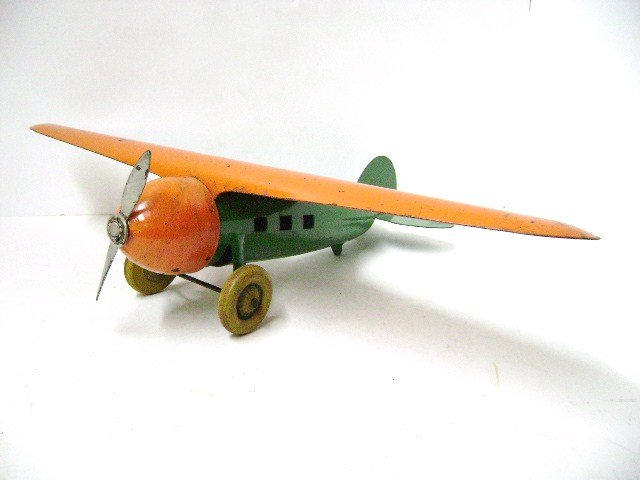 Wyandotte Airplane With Wood Wheels: Large 18" wingspan Wyandotte single prop airplane