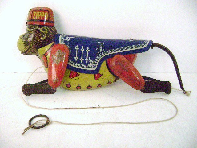 Marx Tin Zippo Climbing Monkey: Marx Zippo Climbing Monkey 10" H