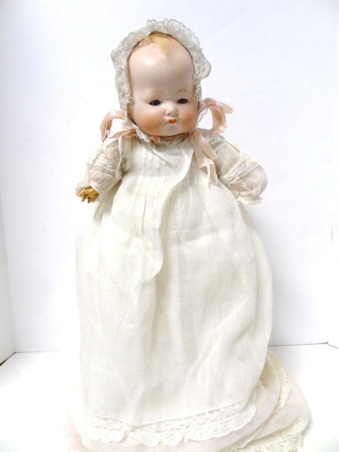 Bisque "Kiddie Joy" Baby Doll, 16 inches: Germany, "Kiddle Joy", Cloth body, Compo hands, sleep eyes