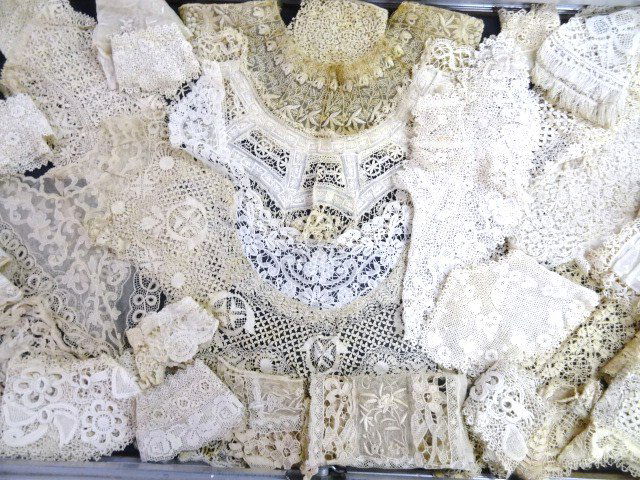 Vintage Lace Collection: Large grouping of Vintage Laces to include: Irish Crochet, Battenberg, French, etc. beautiful collection.
