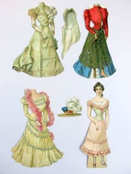 Raphael Tuck Wedding Series 4 Sets: Raphael Tuck Wedding Series 4 sets circa 1900, bride 7.5" H has four costumes and two hats including bridal gown & veil, groom has four costumes, bridesmaid has four costumes and three bonnets, also i