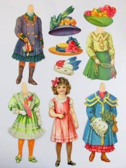 Raphael Tuck Artful Alice Set circa 1910: Raphael Tuck New Series of Dressing Dolls Artful Alice 13" H with four costumes and four bonnets, circa 1910