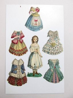 Six Early McLoughlin Cut Sets: Six early Mcloughlin Cut Sets, Lizzie Doll with five costumes, Lilly Beers doll with four costumes, Little Pet doll with five costumes, Grace Lee folder with six costumes, Susie's Pets 6.5" H doll wit