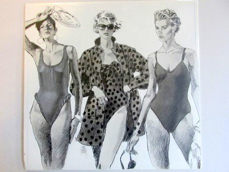 Large Group Jim Howard Dolls and Books: Nice collection of Jim Howard doll items, original fashion drawing measuring 16" by 17", eleven paper doll books, a small boxed set and seven uncut single sheets