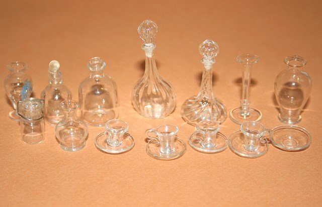 Clear Glass Vases, Cups and Saucers (1 of 1)