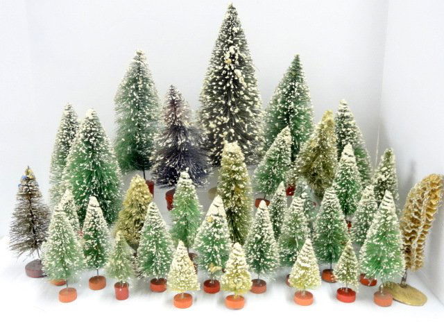 Flocked Bottle Brush Tree Decorations (1 of 1)